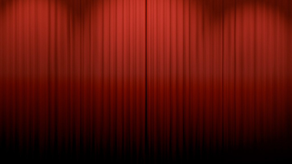 Closed red curtains.